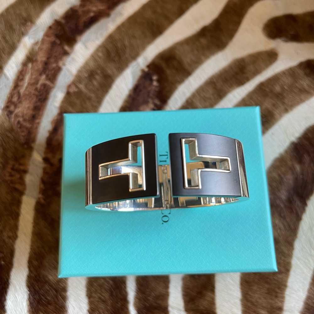 Tiffany & Co Sterling Silver T Cutout Hinged Cuff Bracelet